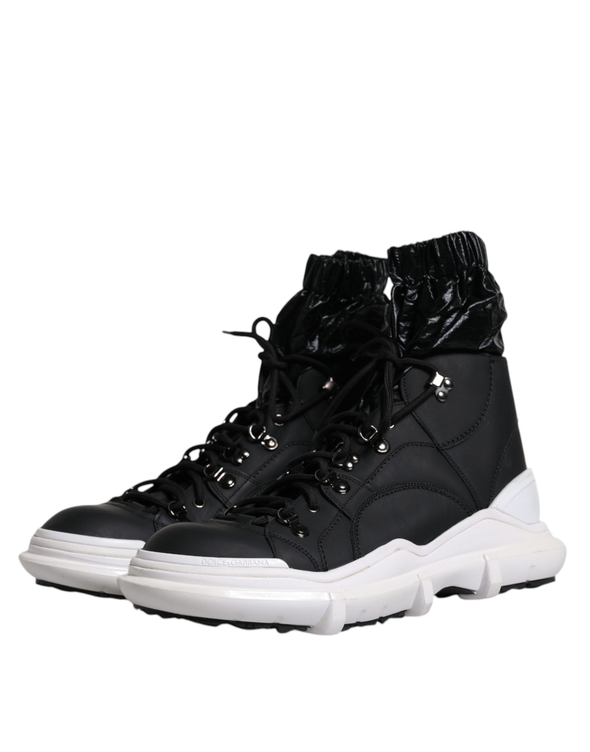 Chaussures sneakers montantes en nylon noir Dolce & Gabbana Galileo pour homme, style moderne et élégant.
