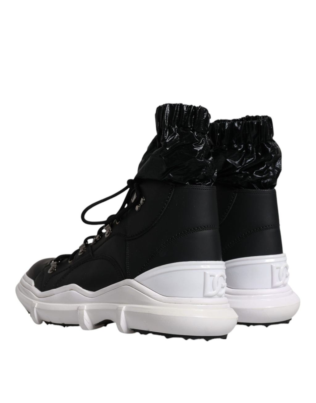 Chaussures sneakers hautes en nylon noir Dolce & Gabbana Galileo, chaussures de sport tendance avec semelle blanche.