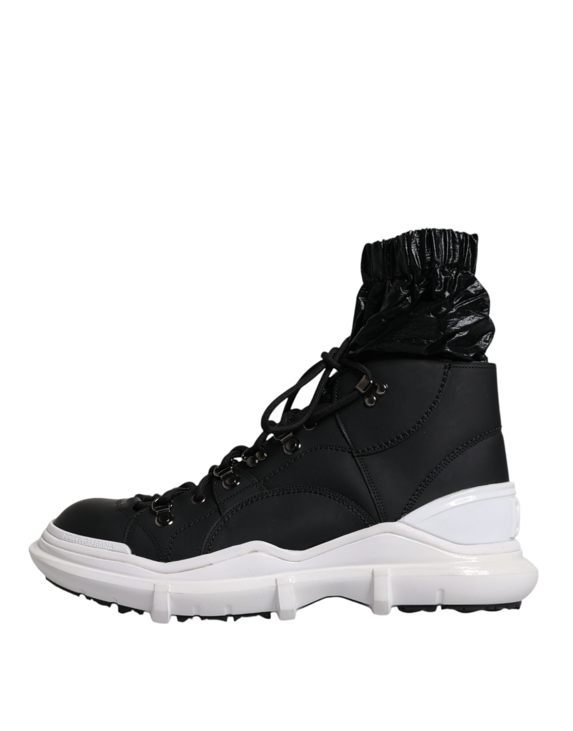 Chaussures sneakers hautes en nylon noir Dolce & Gabbana Galileo, vue de côté avec détails de design modernes.