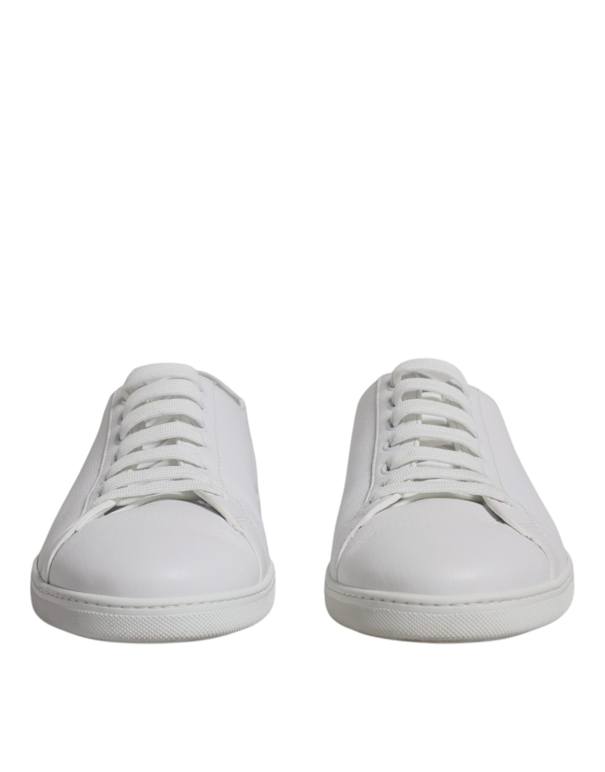 Chaussures sneakers basses blanches Dolce & Gabbana Saint Tropez pour homme, vue de face avec détails du design