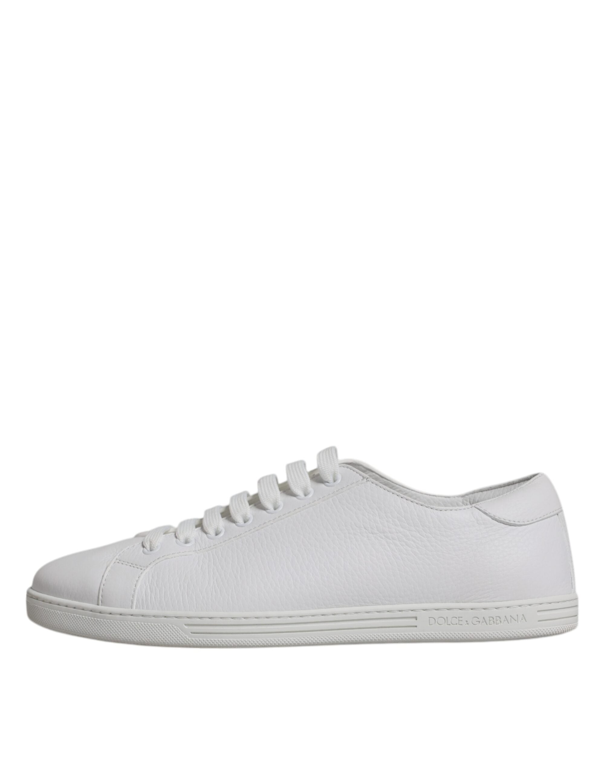 Chaussures sneakers blanches basses pour homme Dolce & Gabbana Saint Tropez, vue de face, en toile légère et design élégant.