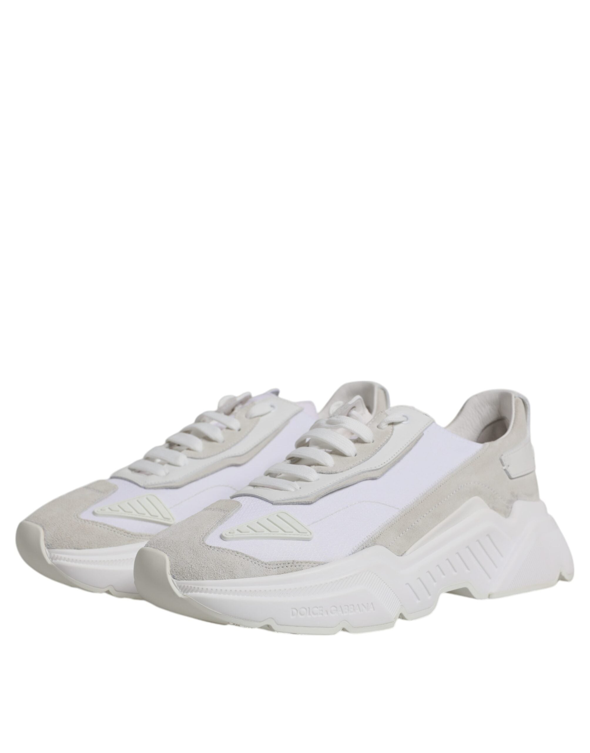 Chaussures basses en cuir blanc Dolce & Gabbana Daymaster, sneakers décontractés pour homme avec design élégant.