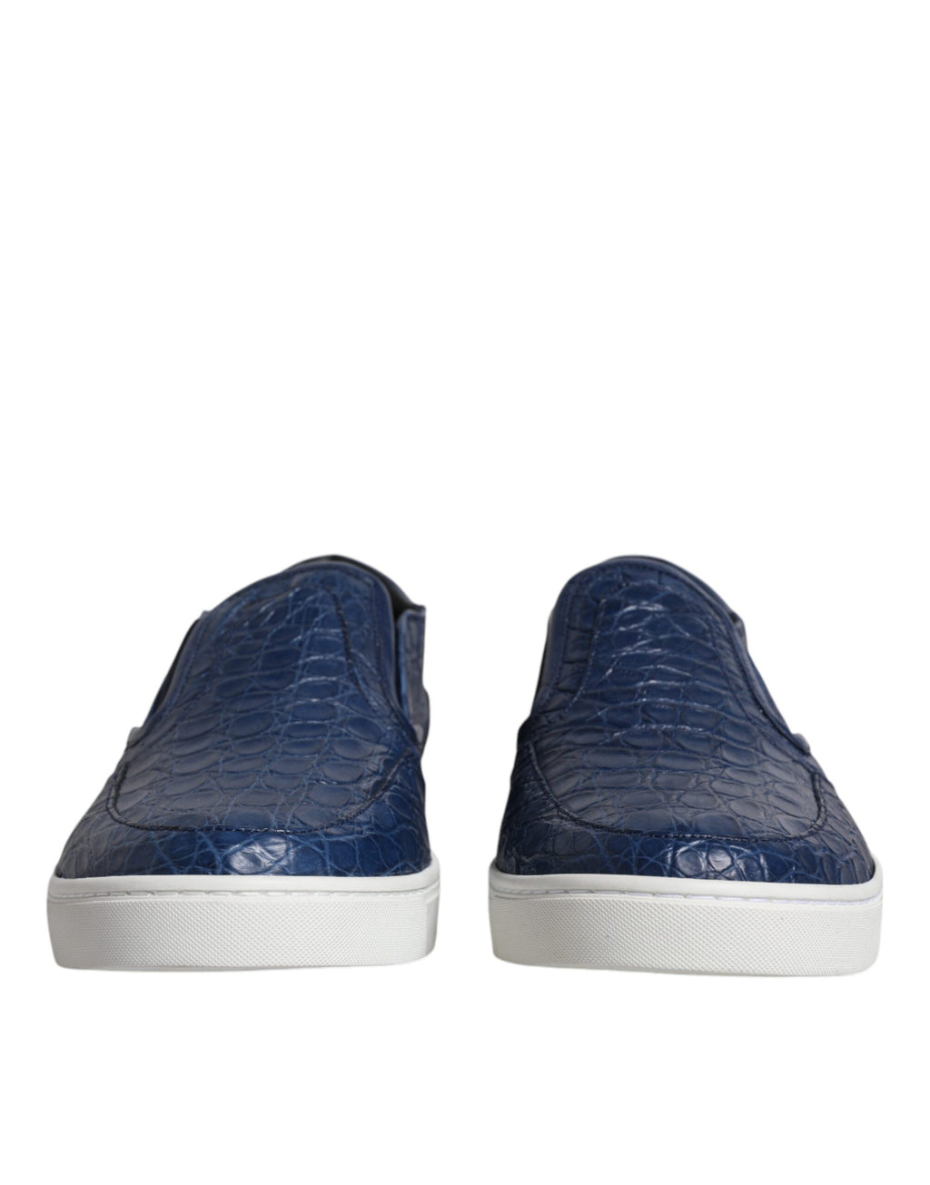Chaussures sneakers hommes Dolce & Gabbana Blue Croc Exotic Leather, cuir exotique bleu avec détails élégants.