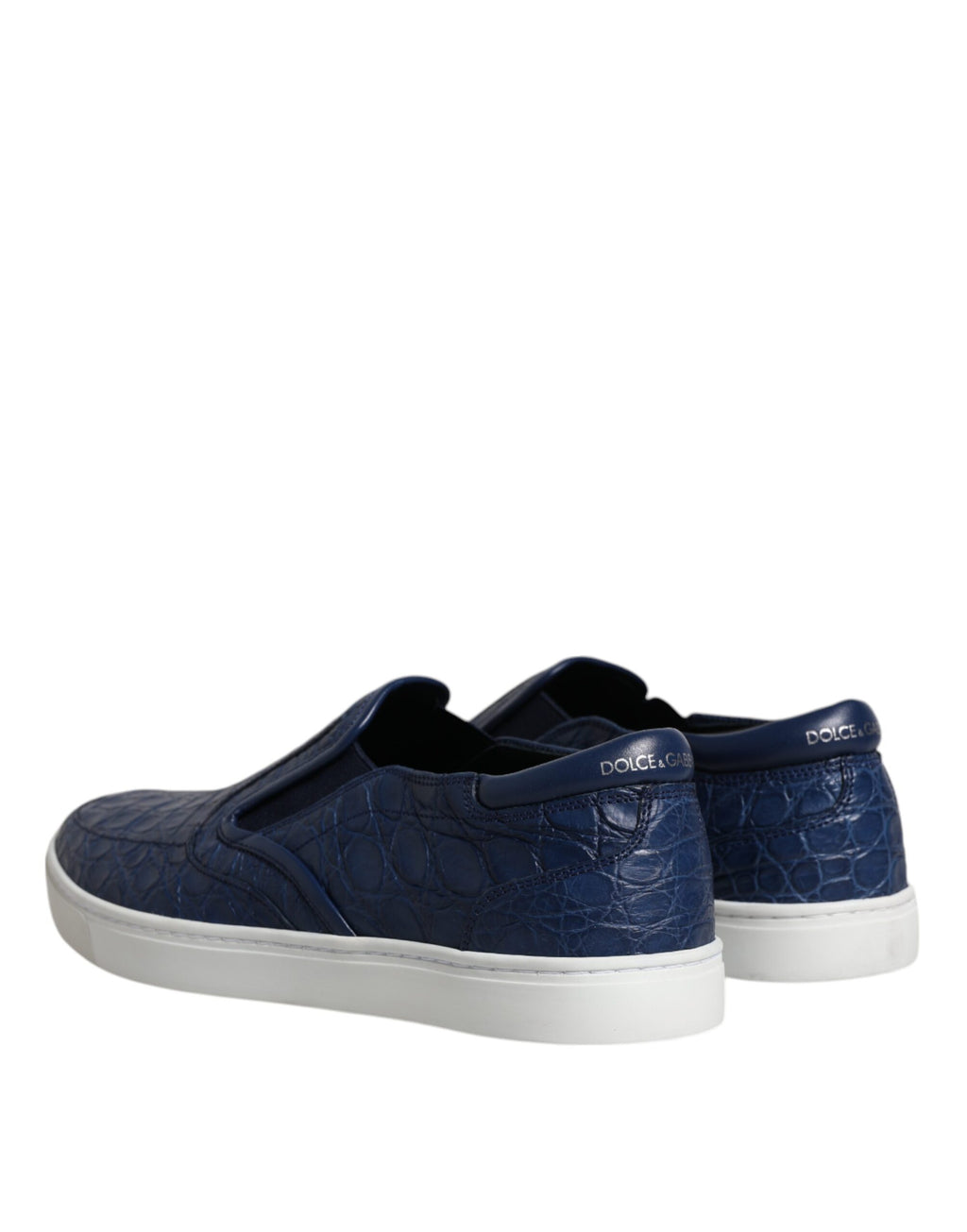 Chaussures sneakers pour hommes Dolce & Gabbana en cuir exotique bleu crocodile, style élégant et moderne.