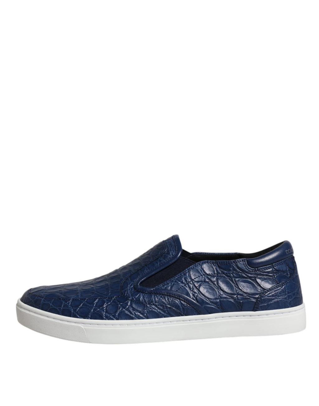 Chaussures sneakers pour hommes Dolce & Gabbana en cuir exotique bleu crocodile, style élégant et tendance.