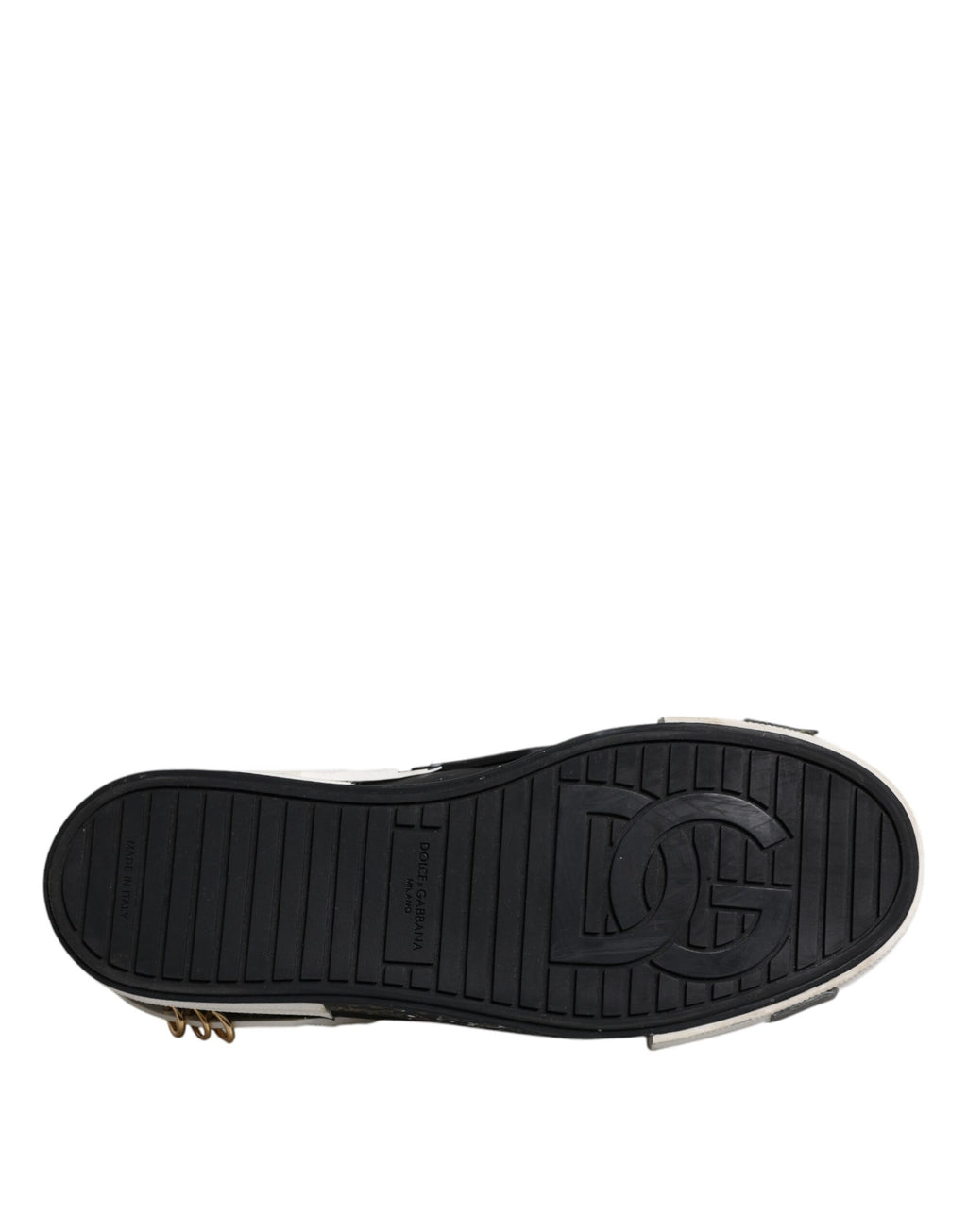 Chaussures basses Dolce & Gabbana Portofino en noir et blanc, baskets tendance pour homme, vue de face.