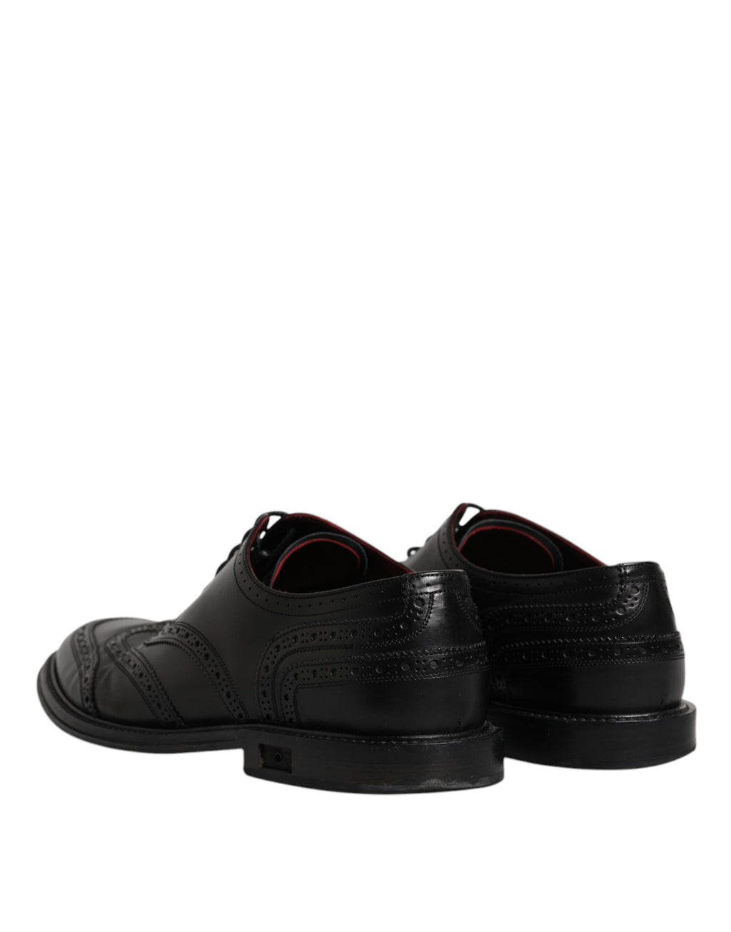 Chaussures Derby Wingtip en cuir noir de la marque Dolce & Gabbana, chaussures formelles élégantes pour homme.