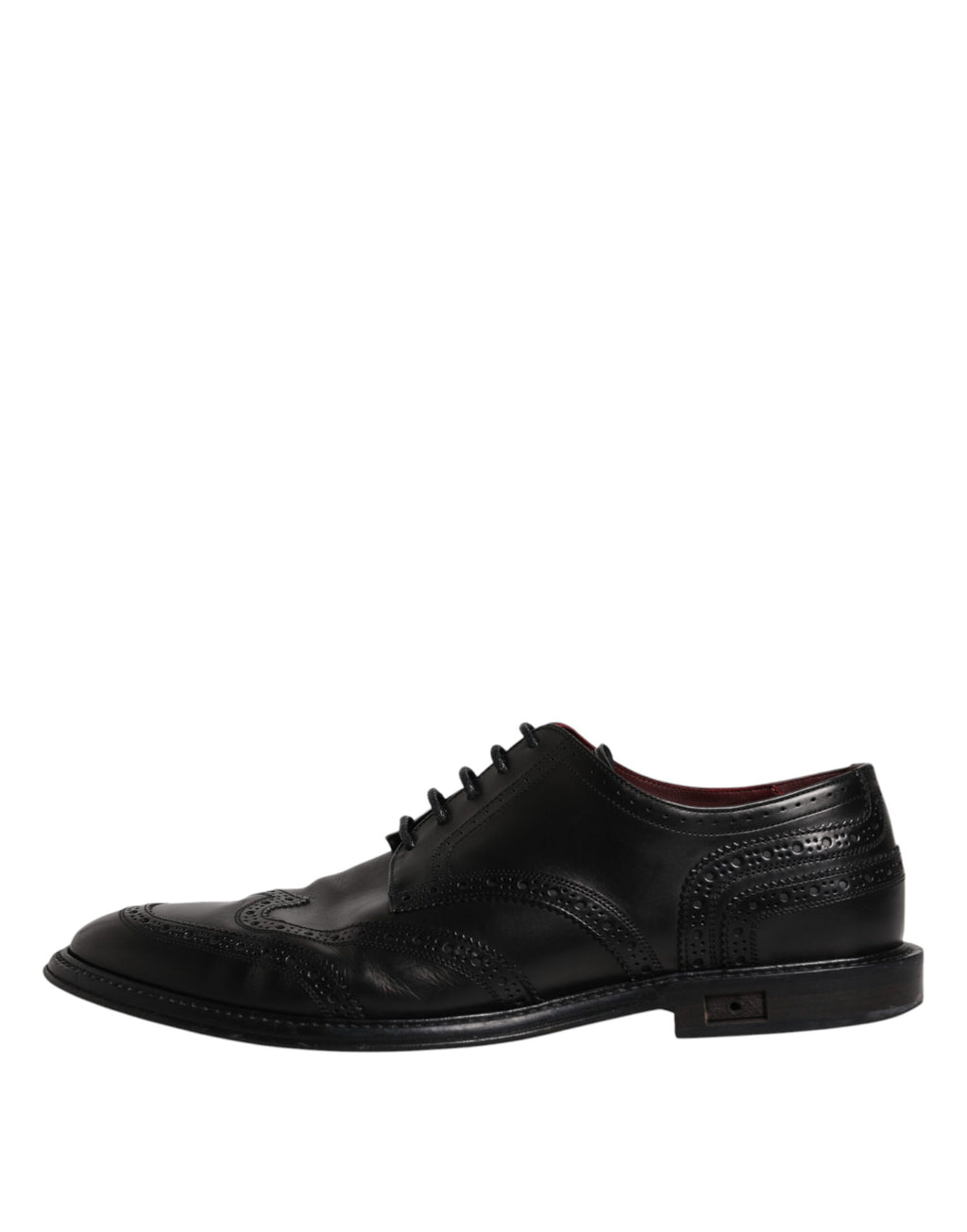 Chaussures Derby Wingtip en cuir noir Dolce & Gabbana, chaussures formelles élégantes pour homme.