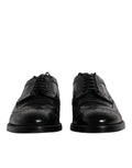Chaussures Derby Wingtip en cuir noir de Dolce & Gabbana, chaussures formelles élégantes pour homme.