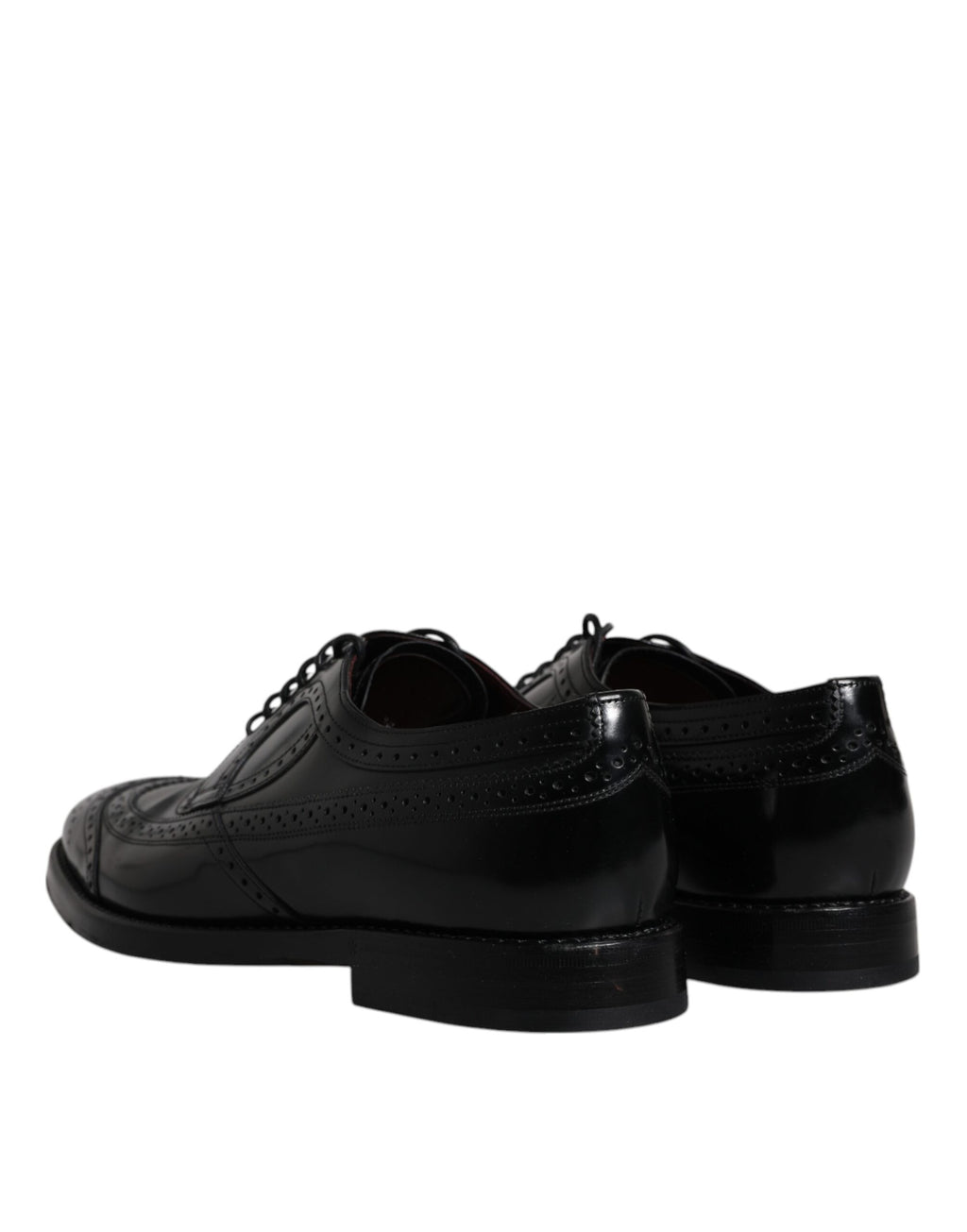 Chaussures Derby Wingtip en cuir noir de Dolce & Gabbana, chaussures formelles élégantes pour homme.
