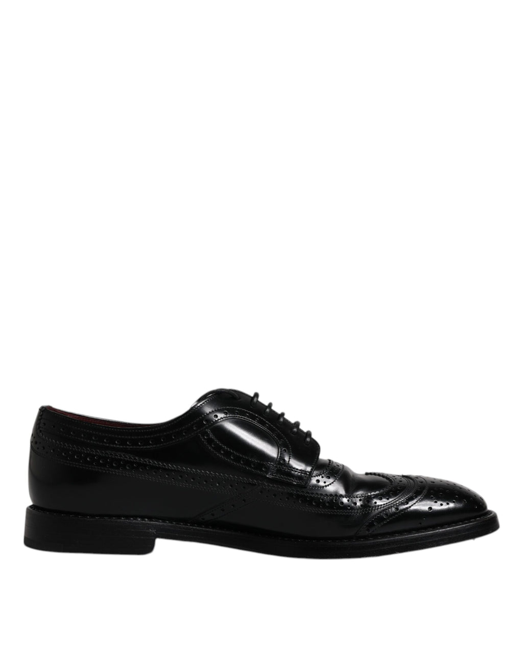Chaussures Derby Wingtip en cuir noir Dolce & Gabbana pour homme, chaussures formelles élégantes et sophistiquées.