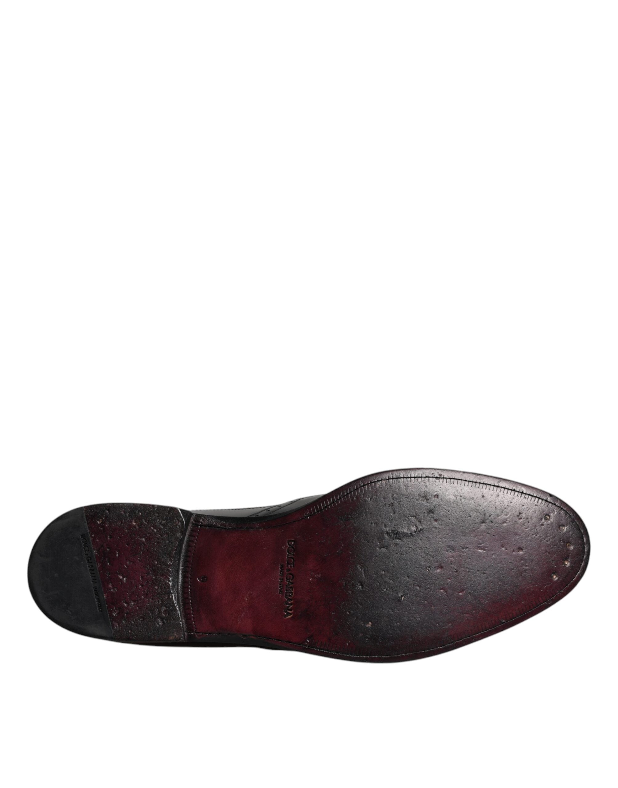 Chaussures Derby Wingtip en cuir noir de Dolce & Gabbana, chaussures formelles élégantes pour hommes.