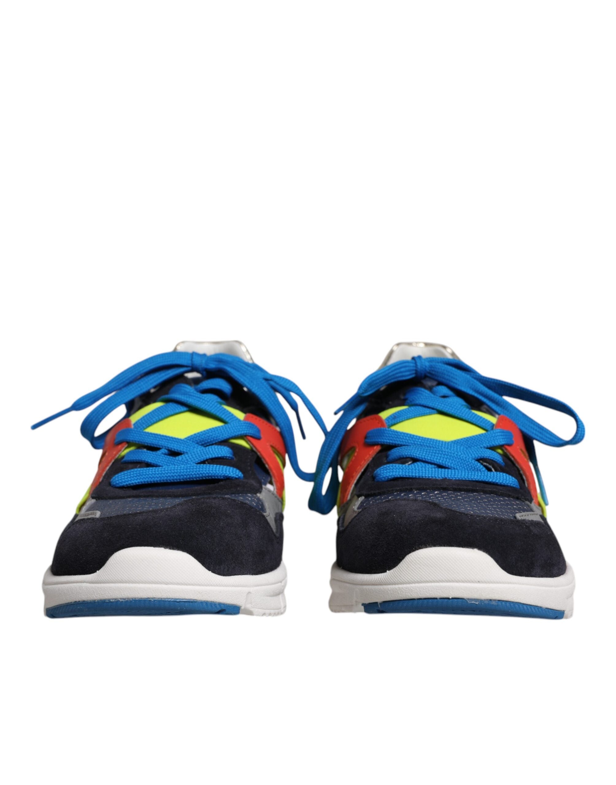 Chaussures sneakers basses Dolce & Gabbana en cuir et daim multicolore, style décontracté et moderne.