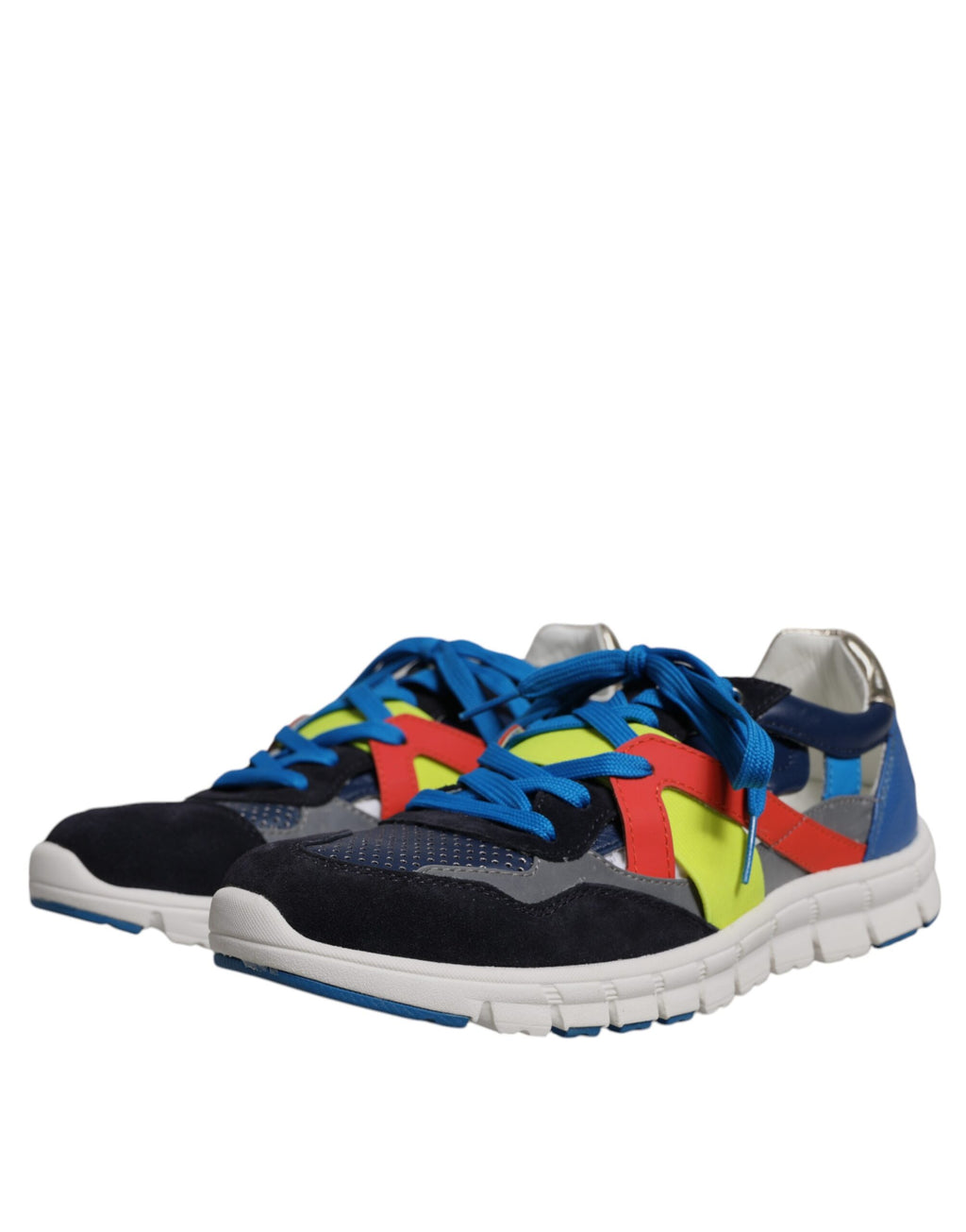 Chaussures basses en cuir et daim multicolores Dolce & Gabbana, sneakers tendance pour hommes.