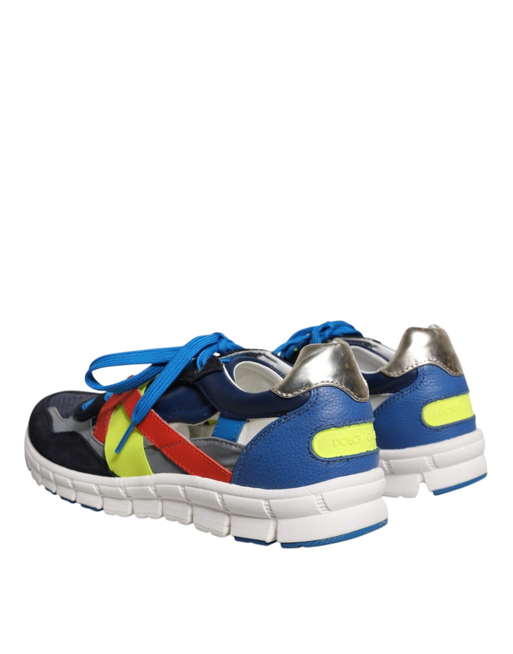 Chaussures sneakers basses en cuir et daim multicolores Dolce & Gabbana, style moderne et tendance.