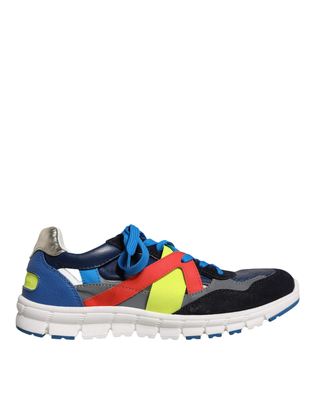 Chaussures Dolce & Gabbana sneakers basses en cuir et daim multicolore, style décontracté et tendance.