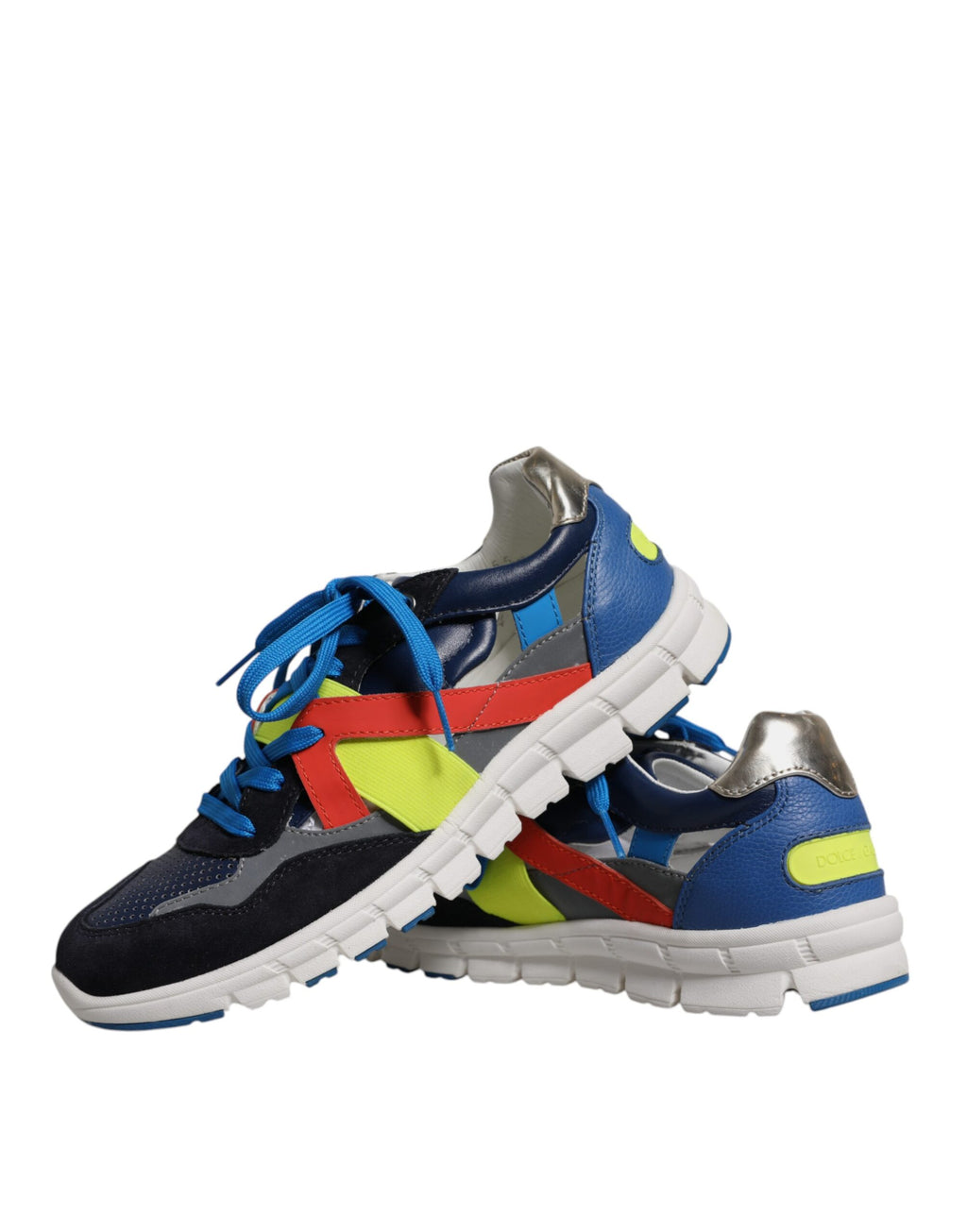 Chaussures sneakers basses en cuir et daim multicolores Dolce & Gabbana, style décontracté et tendance.