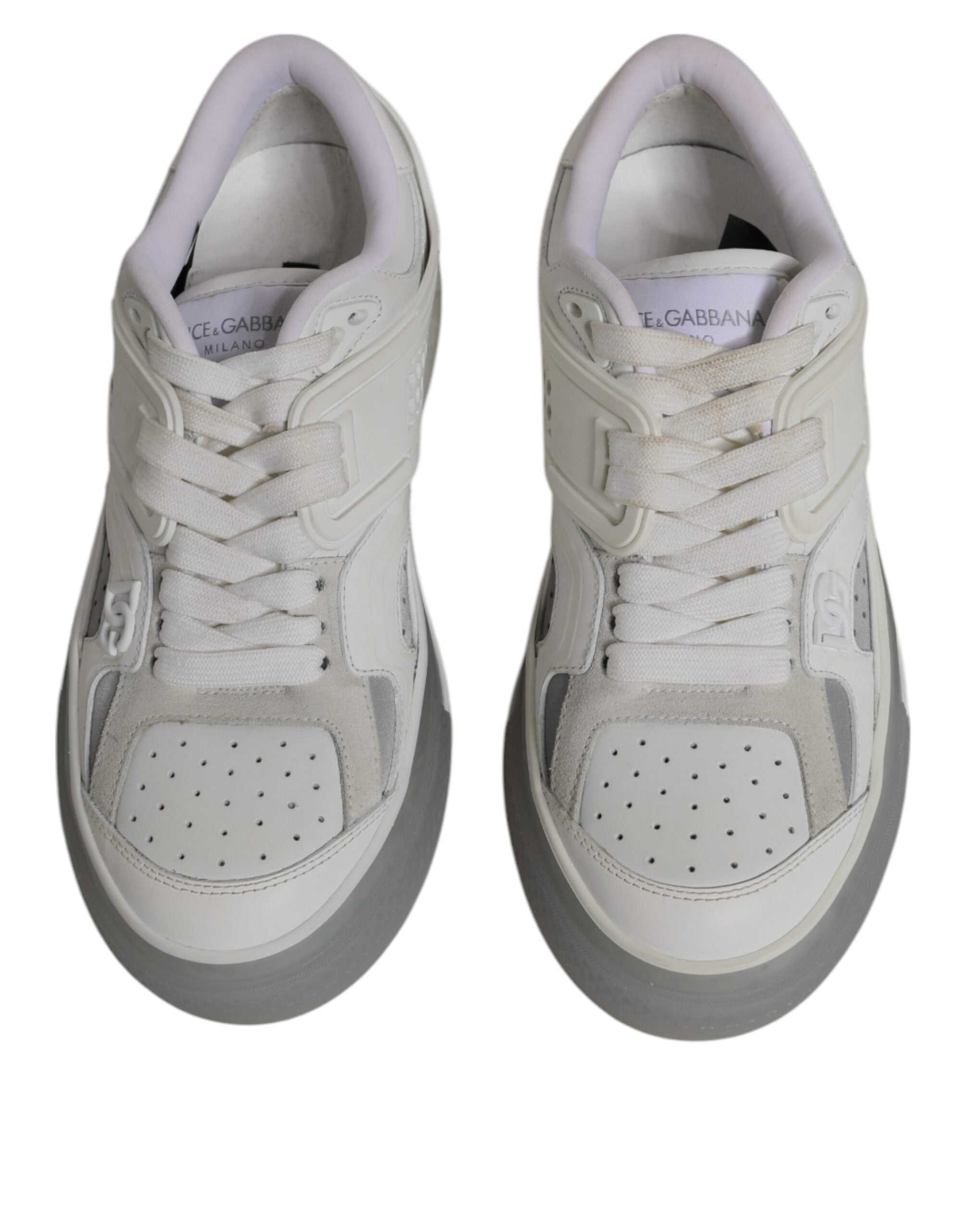 Chaussures sneakers blanches Dolce & Gabbana DG Logo CUSTOM 2.Zero avec logo visible et design moderne.