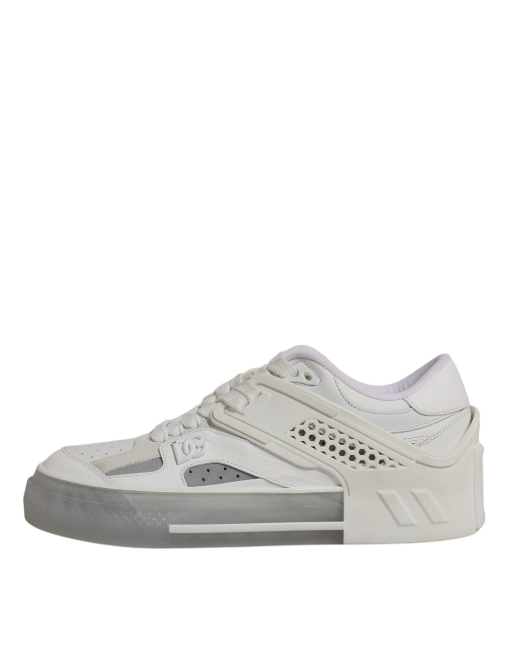 Sneakers blanches Dolce & Gabbana DG Logo CUSTOM 2.Zero avec design moderne et logo distinctif sur le côté.