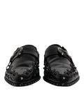 Chaussures Derby Monk strap noires Dolce & Gabbana ornées de embellissements élégants, en cuir sophistiqué.