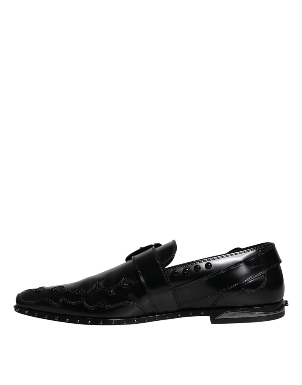 Chaussures Derby Monk Strap noires de Dolce & Gabbana avec embellissements, élégantes et sophistiquées, en cuir brillant.