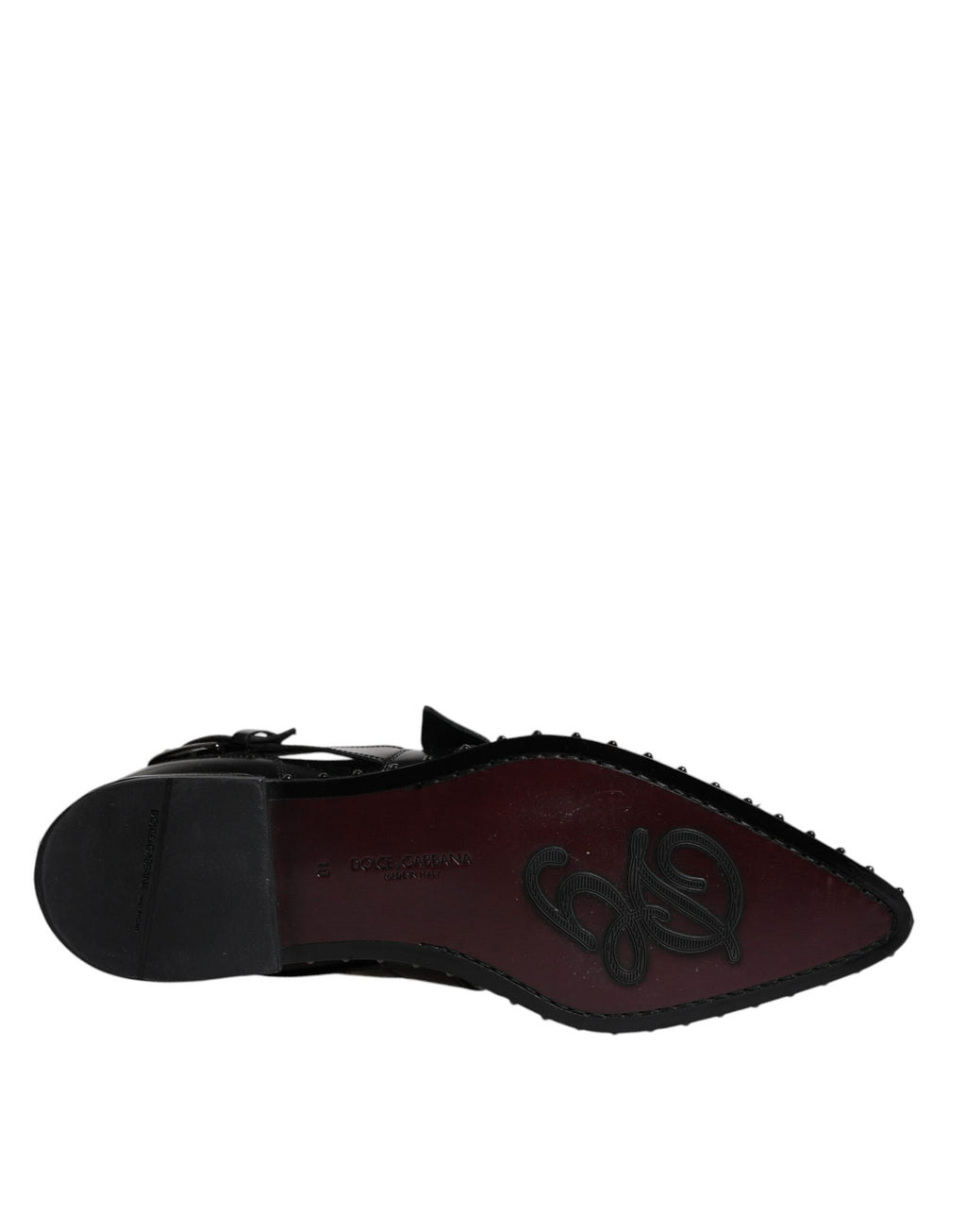 Chaussures Derby Monk Strap noires Dolce & Gabbana avec embellissements en strass et détails sophistiqués.