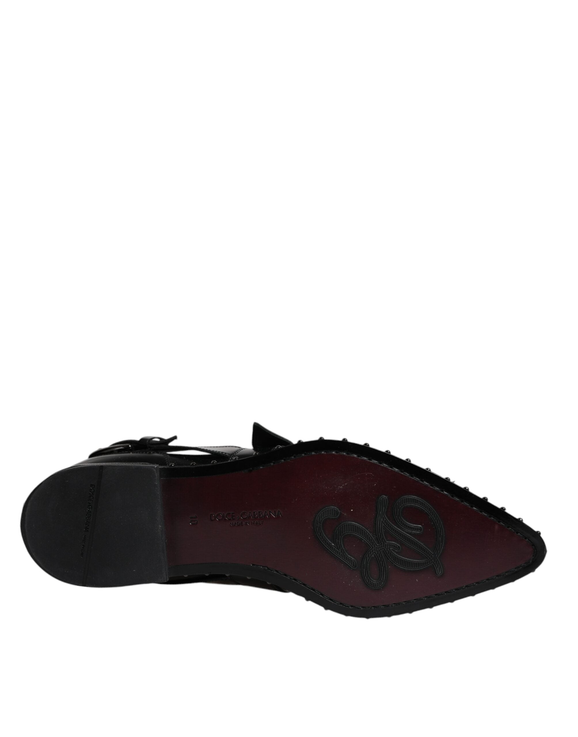 Chaussures Derby Monk Strap noires Dolce & Gabbana avec embellissements en strass et détails sophistiqués.