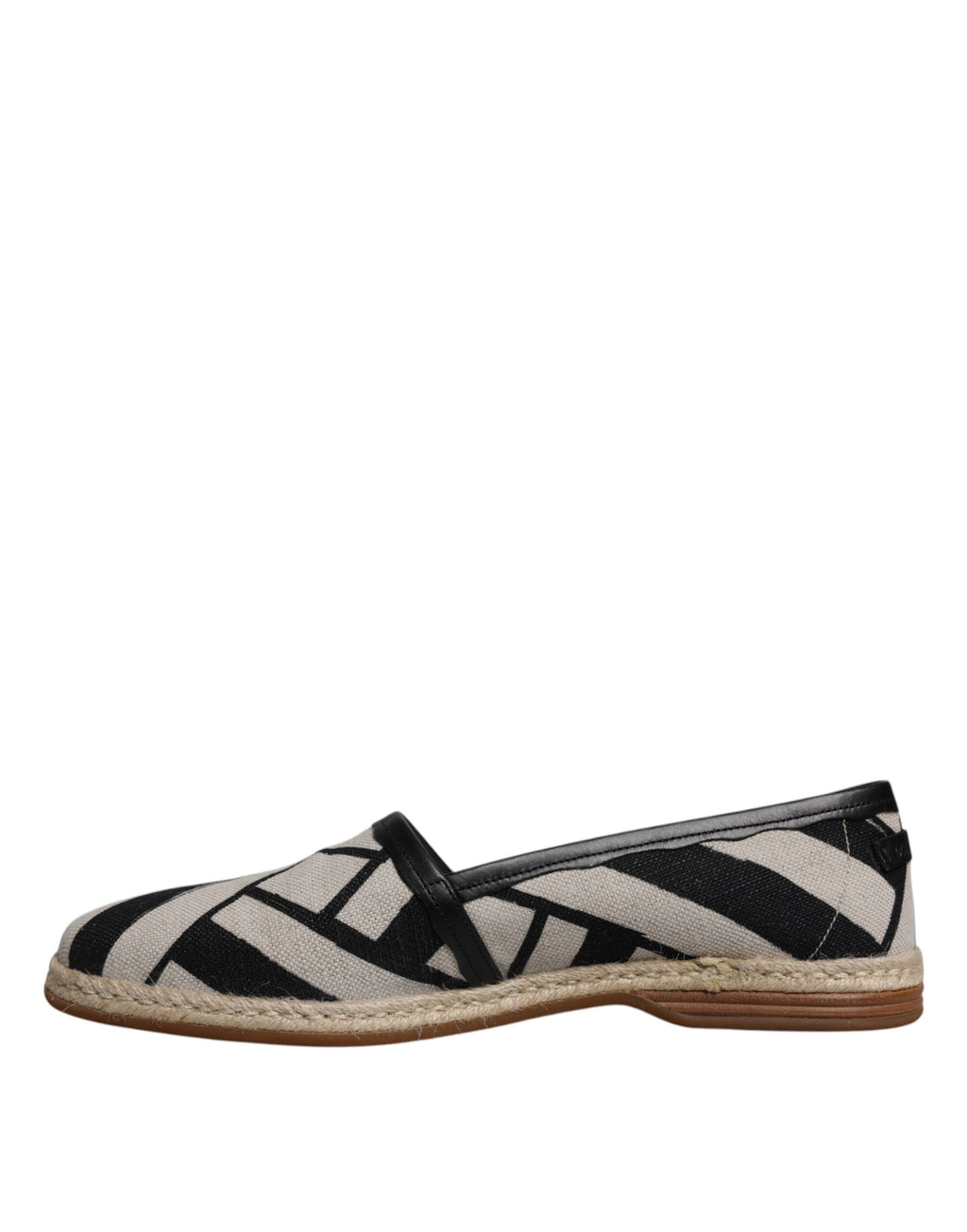 Espadrilles Dolce & Gabbana à rayures noires et blanches, chaussons slip-on élégants pour femmes.