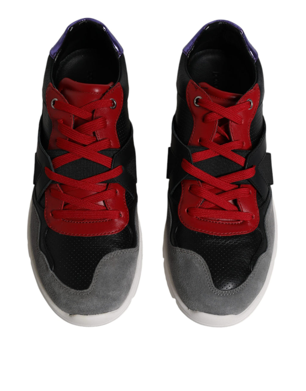 Chaussures basses en cuir et daim multicolores de Dolce & Gabbana, sneakers élégants pour homme ou femme.