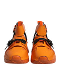 Chaussures Dolce & Gabbana sneakers montantes à panneaux orange multicolores, style chunky et tendance.