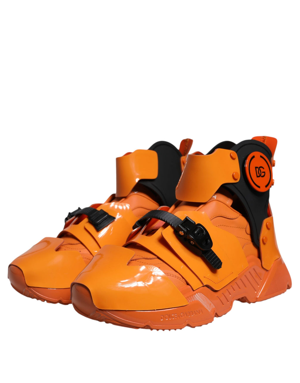 Chaussures sneakers Dolce & Gabbana à talon haut, multicolores orange, en panneau épais, style chunky pour homme ou femme