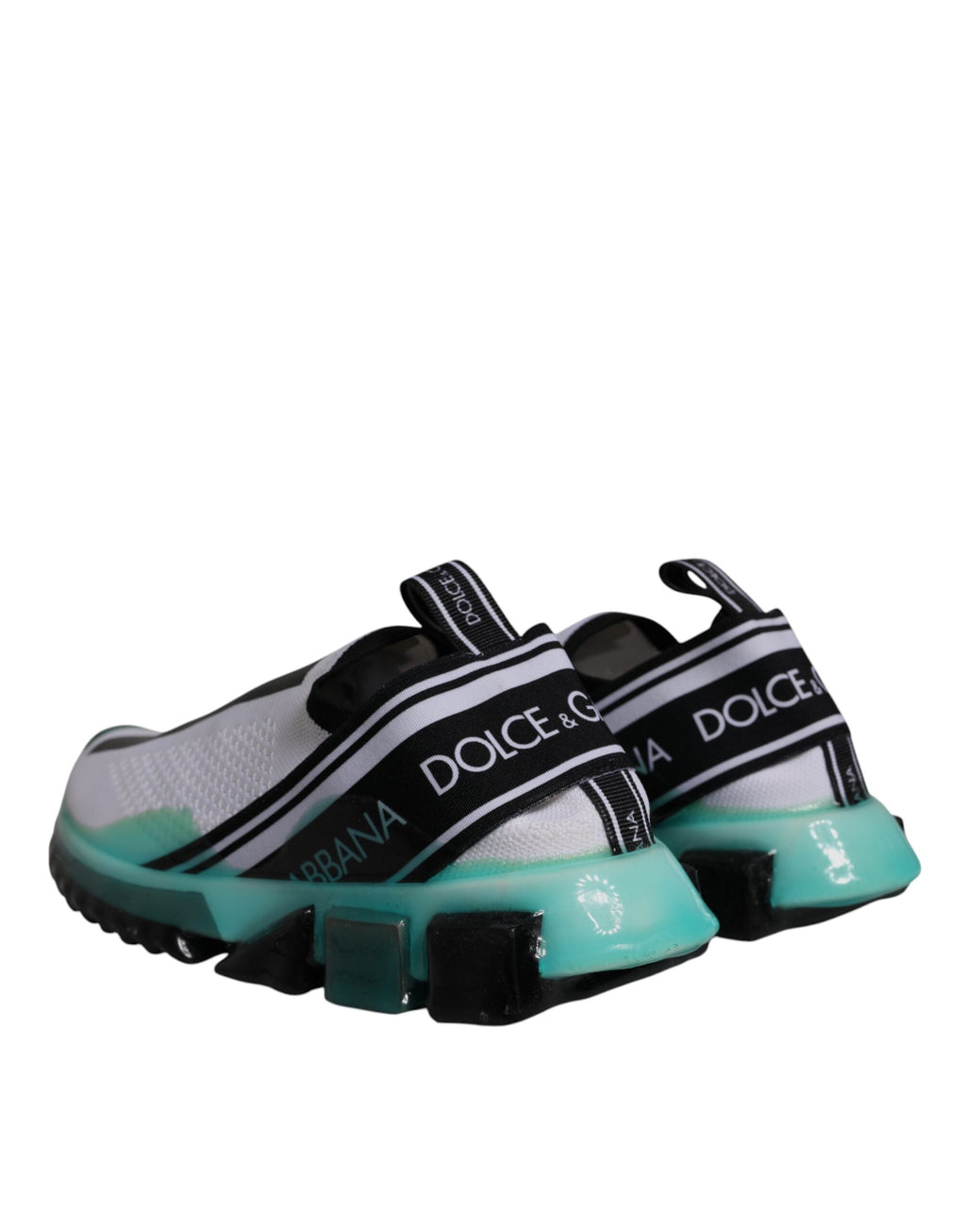 Chaussures slip-on Dolce & Gabbana Sorrento blanches et bleues, sneakers élégants pour homme, vue de face