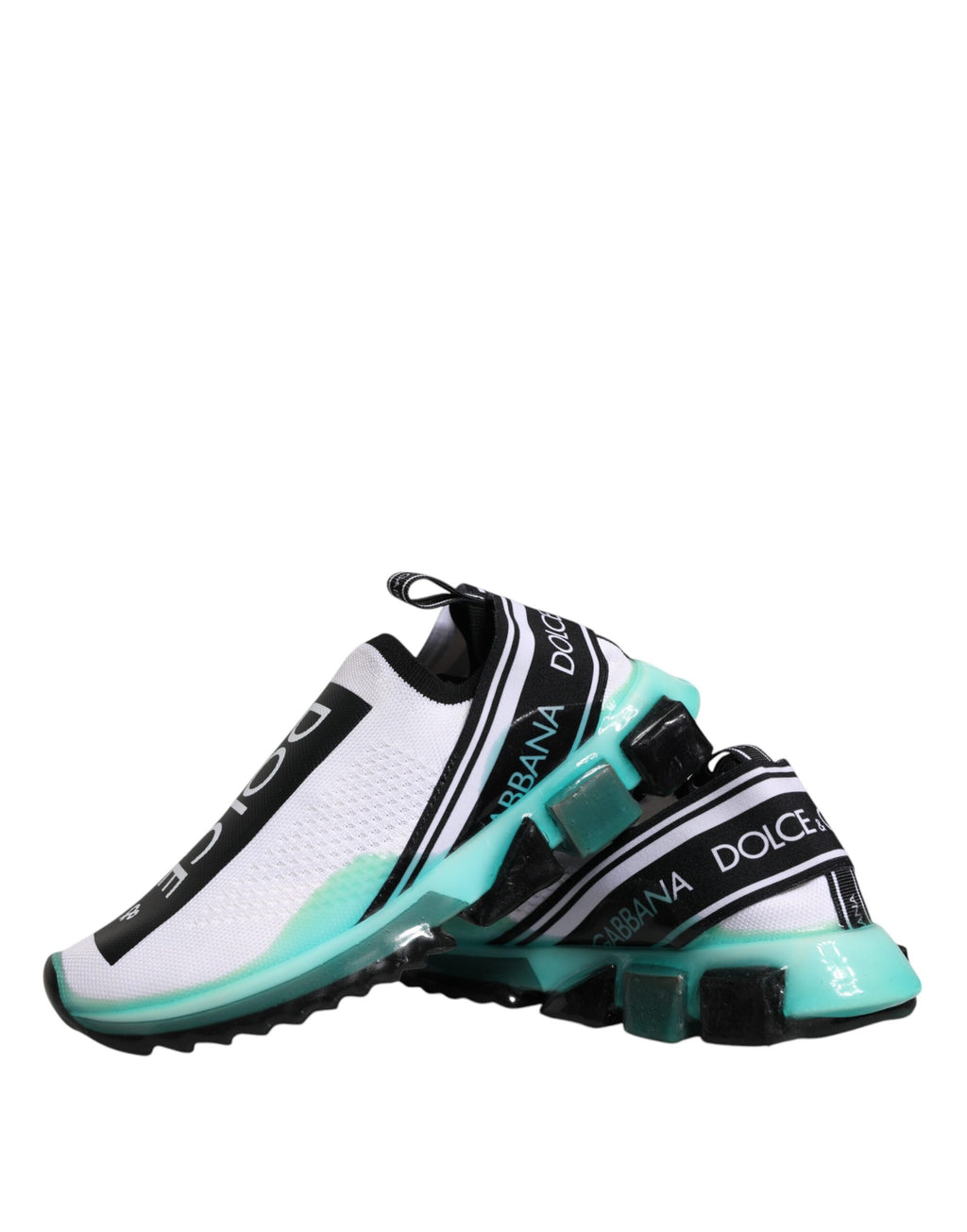 Chaussures Dolce & Gabbana Sorrento blanches et bleues, sneakers slip-on élégants pour femmes, vue de face