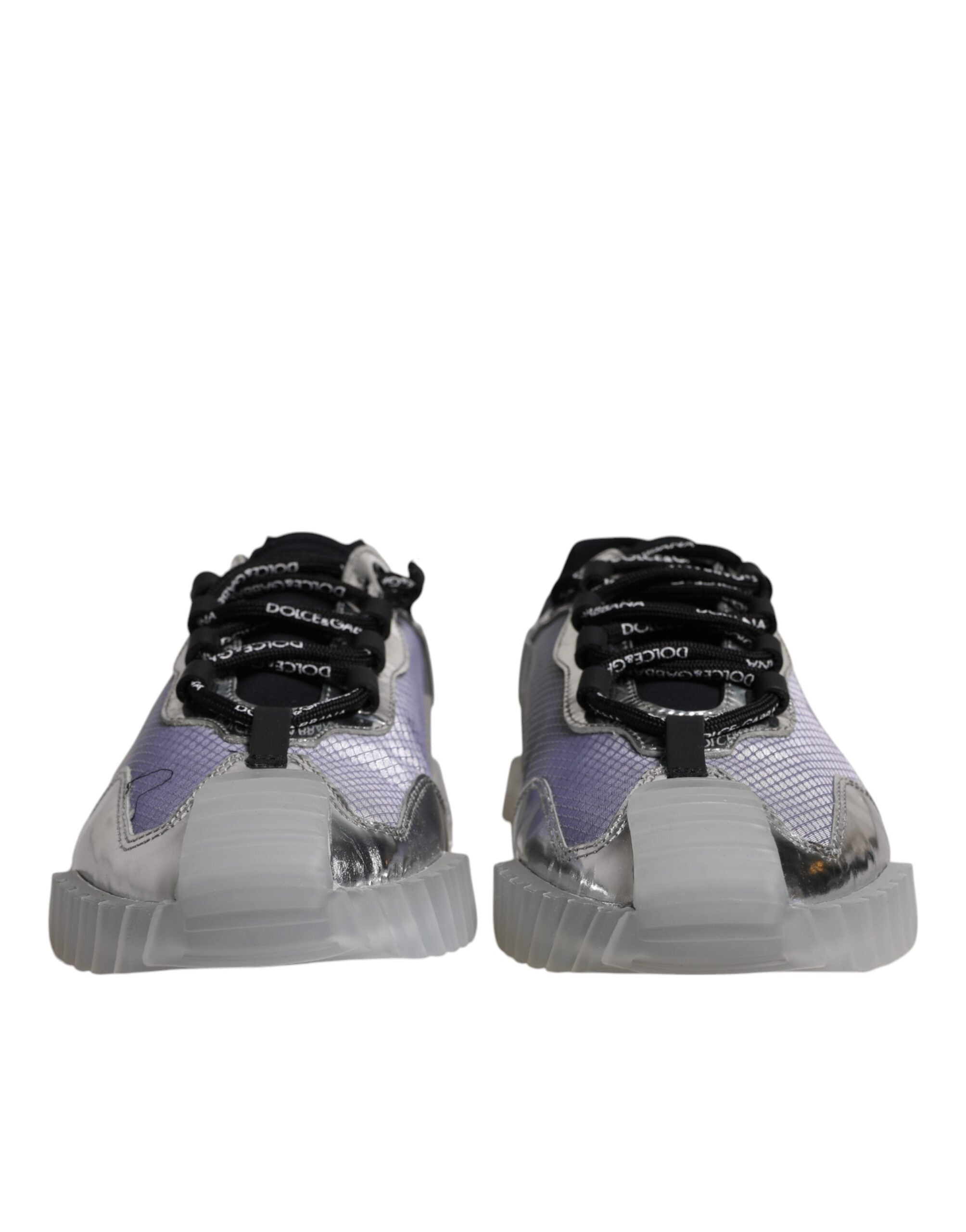 Chaussures sneakers basses en nylon noir et argent de Dolce & Gabbana, modèle NS1, pour homme.