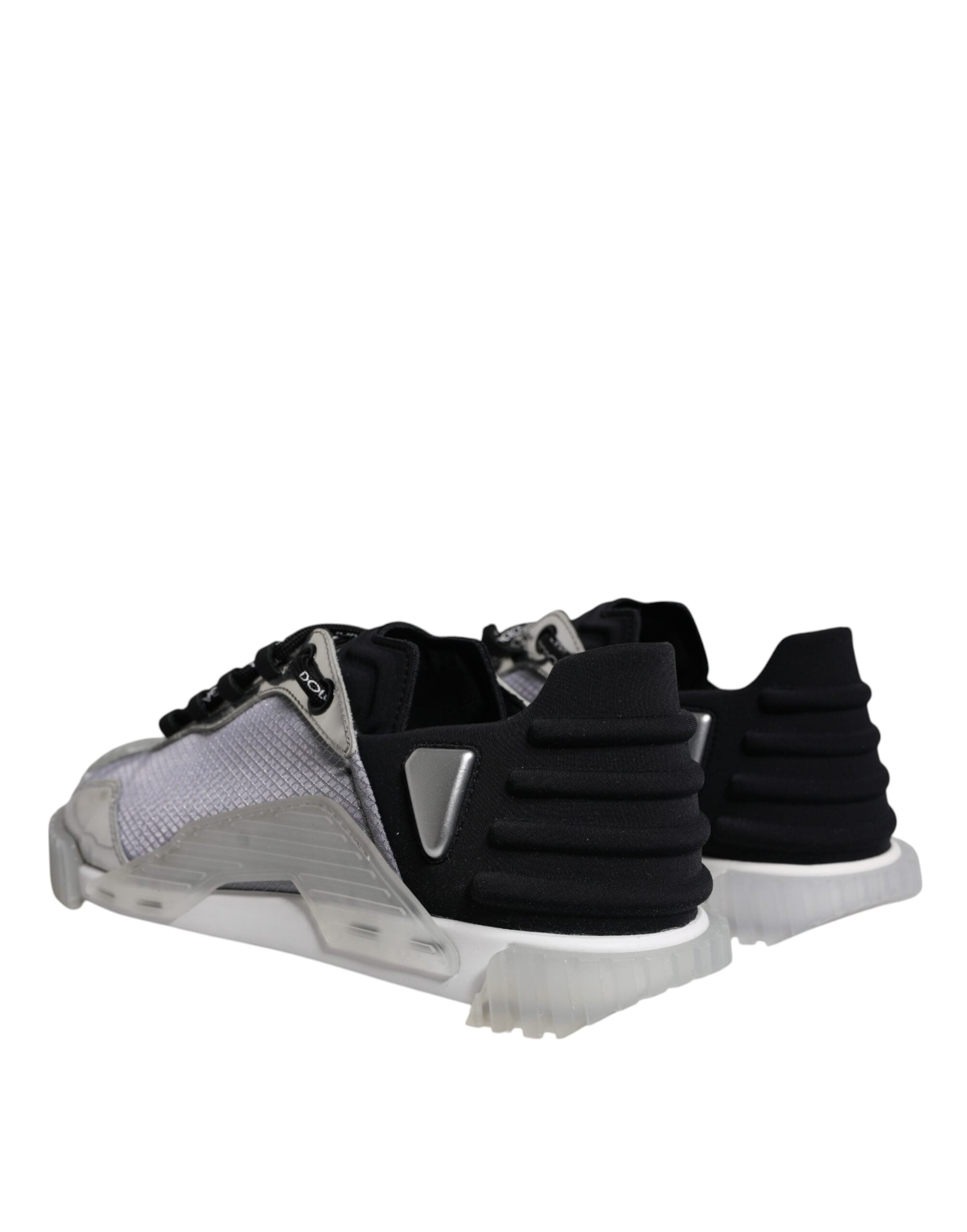 Sneakers basses en nylon noir et argent Dolce & Gabbana, modèle NS1, chaussures de sport élégantes et modernes.