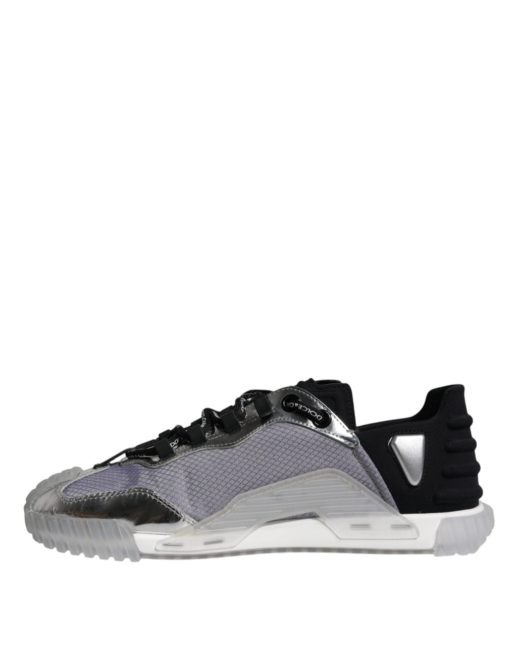 Chaussures sneakers basses en nylon noir et argent de Dolce & Gabbana, style décontracté et moderne.