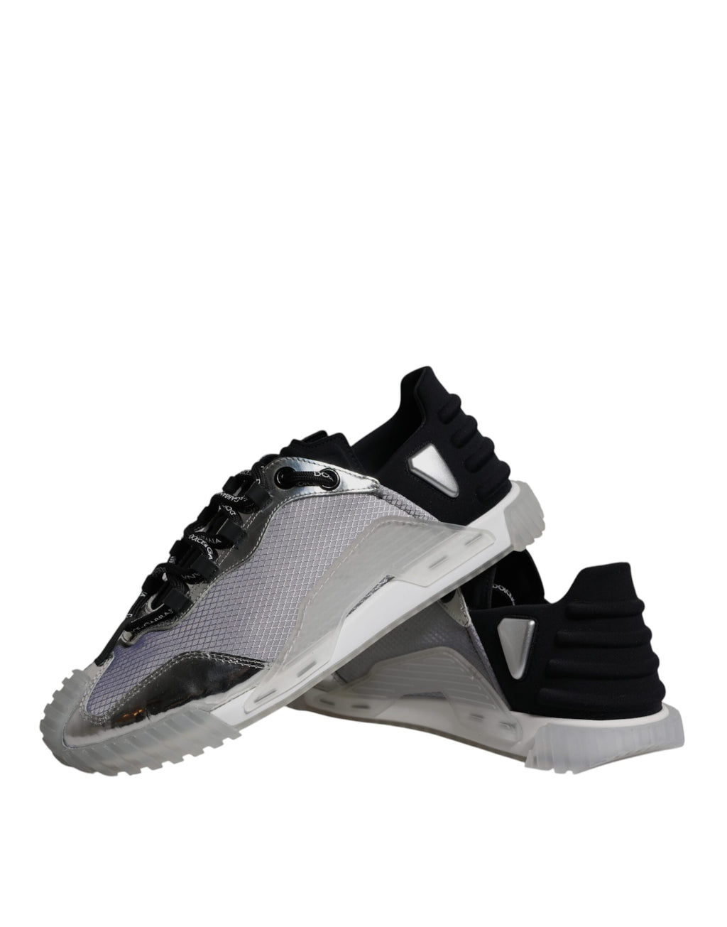 Chaussures basses en nylon noir et argent Dolce & Gabbana NS1, baskets élégantes pour homme.