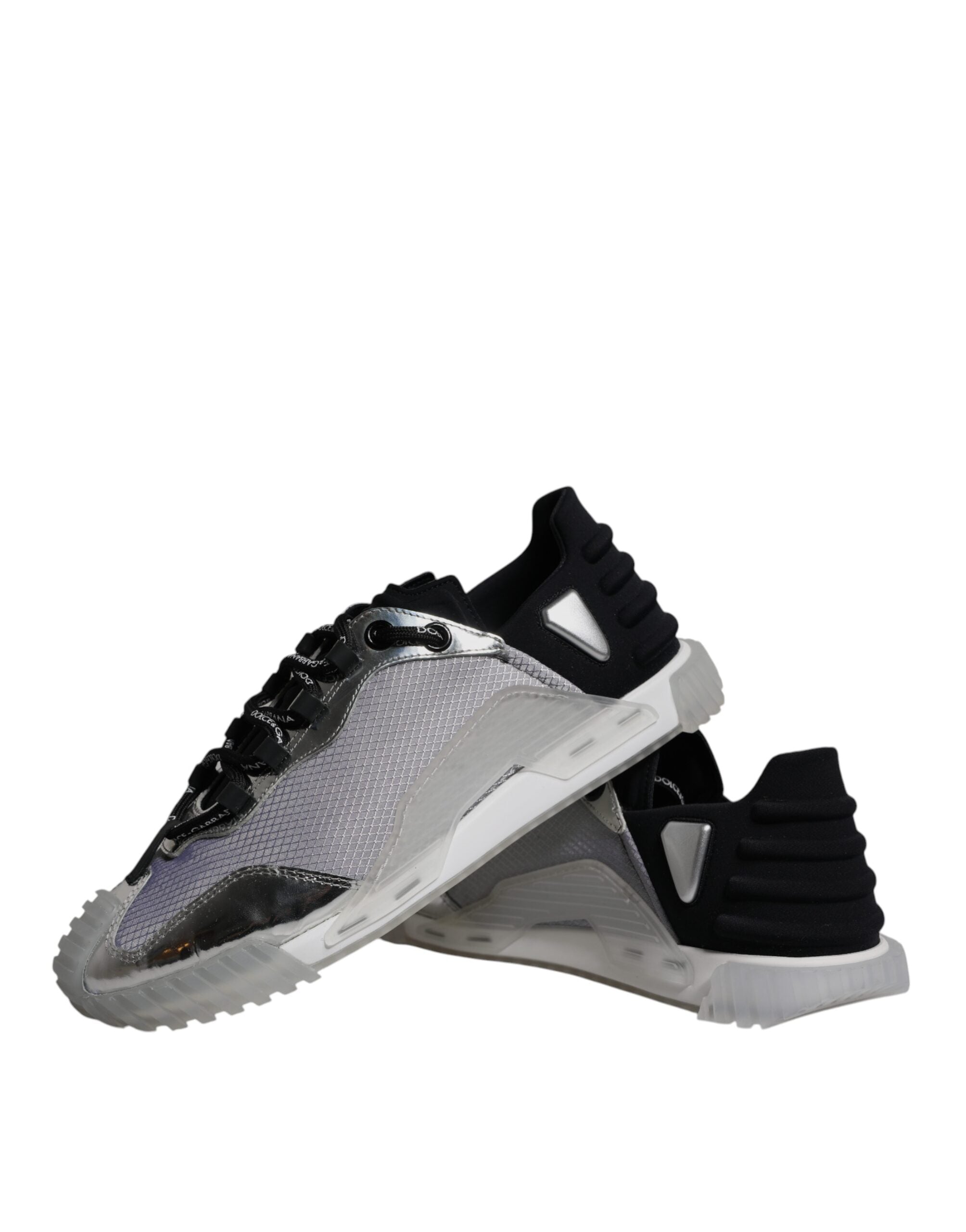 Chaussures basses en nylon noir et argent Dolce & Gabbana NS1, baskets élégantes pour homme.