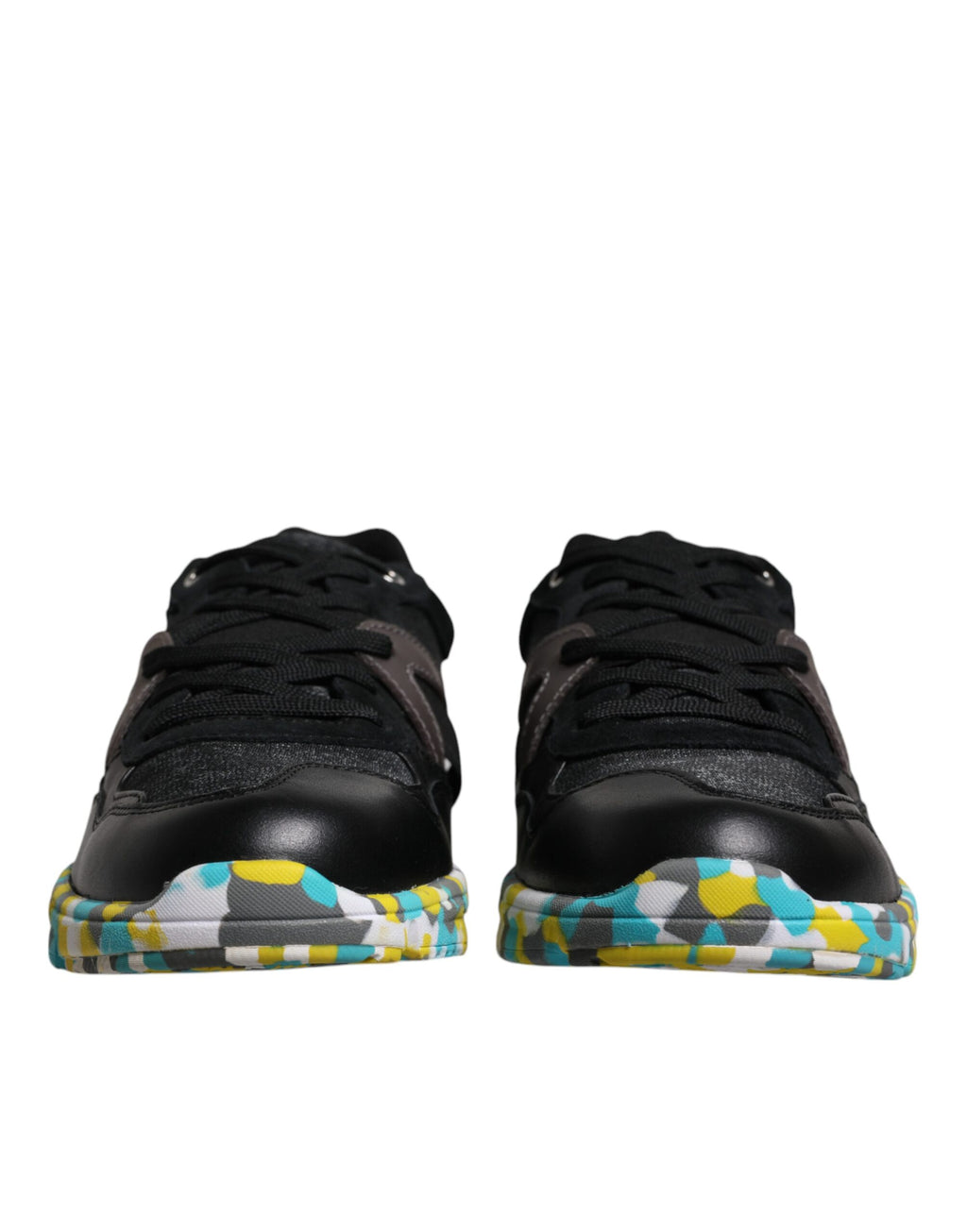 Chaussures sneakers basses pour hommes Dolce & Gabbana en polyester noir, vue de face.