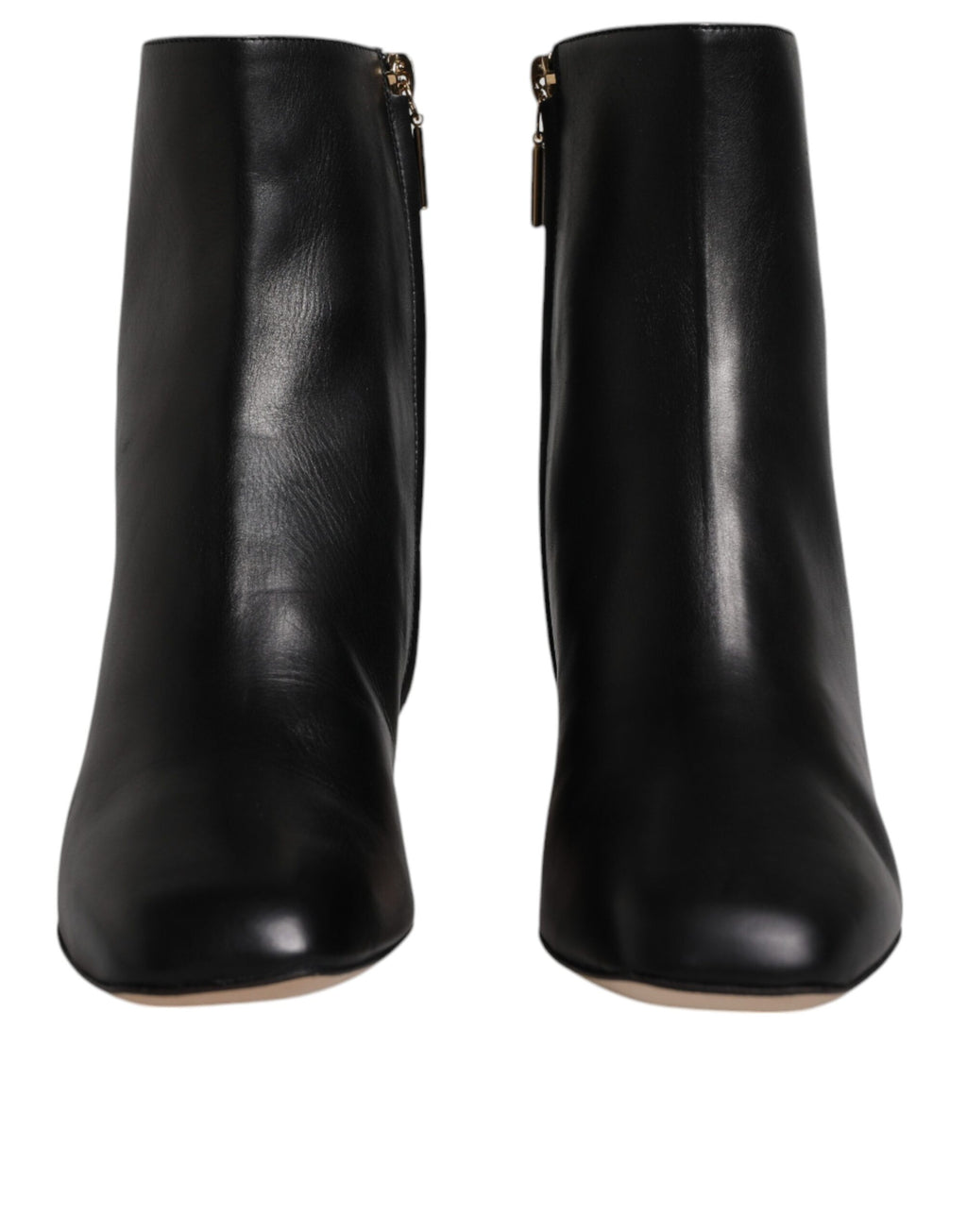 Bottes en cuir noir Dolce & Gabbana Jackie mi-mollet, chaussures élégantes à la mode avec détail en cuir.