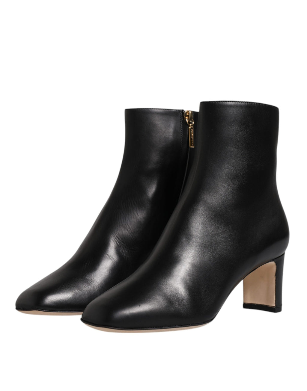 Bottes en cuir noir Dolce & Gabbana Jackie, mi-mollet, style élégant, vues détaillées des chaussures.