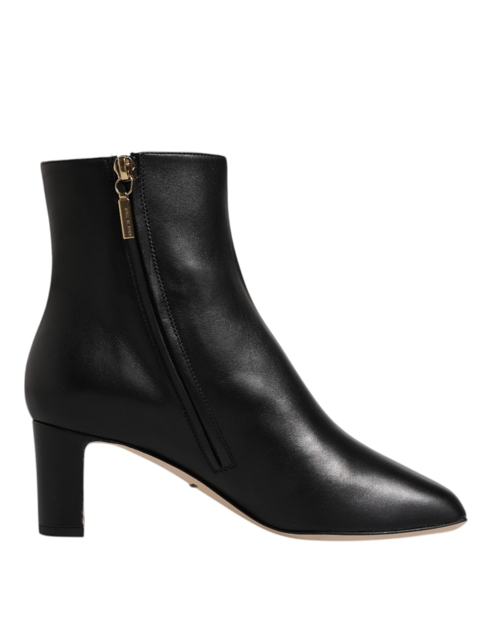 Bottes en cuir noir Dolce & Gabbana Jackie, mi-mollet, style élégant et sophistiqué, vues de face sur fond neutre.