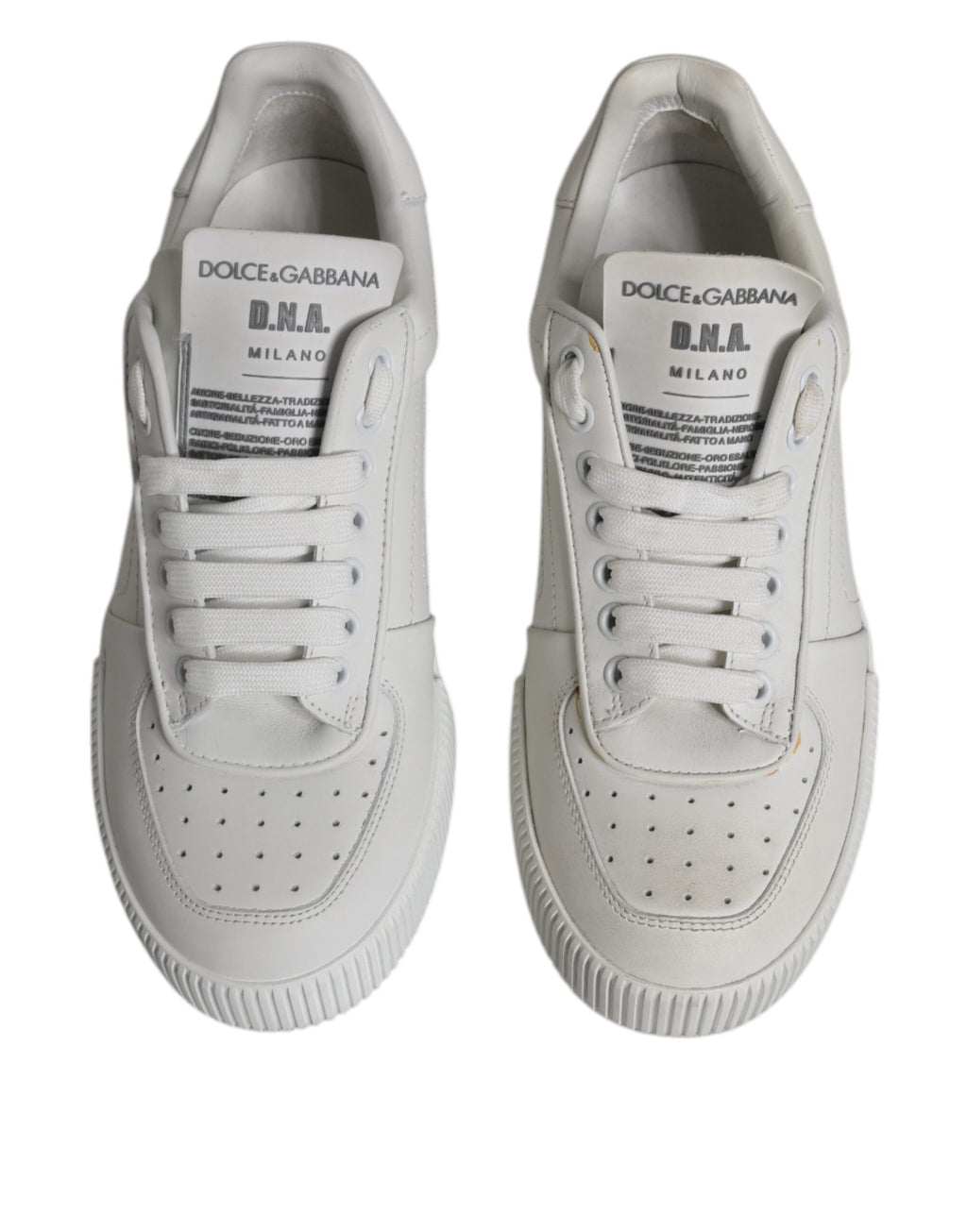 Chaussures sneakers basses en cuir blanc Dolce & Gabbana Miami, style décontracté et élégant pour homme.