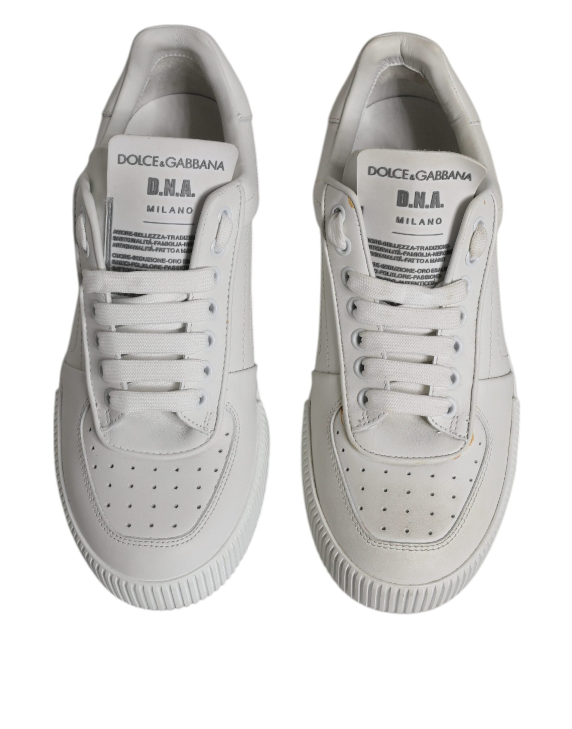 Chaussures sneakers basses en cuir blanc Dolce & Gabbana Miami, style décontracté et élégant pour homme.