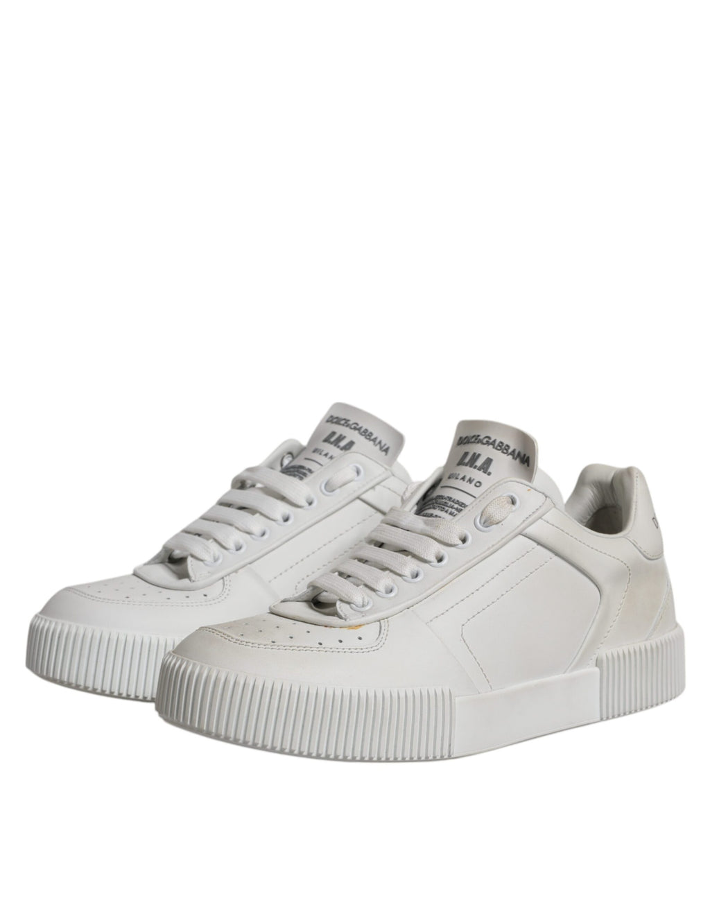 Chaussures basses en cuir blanc Dolce & Gabbana Miami, baskets décontractées pour homme.