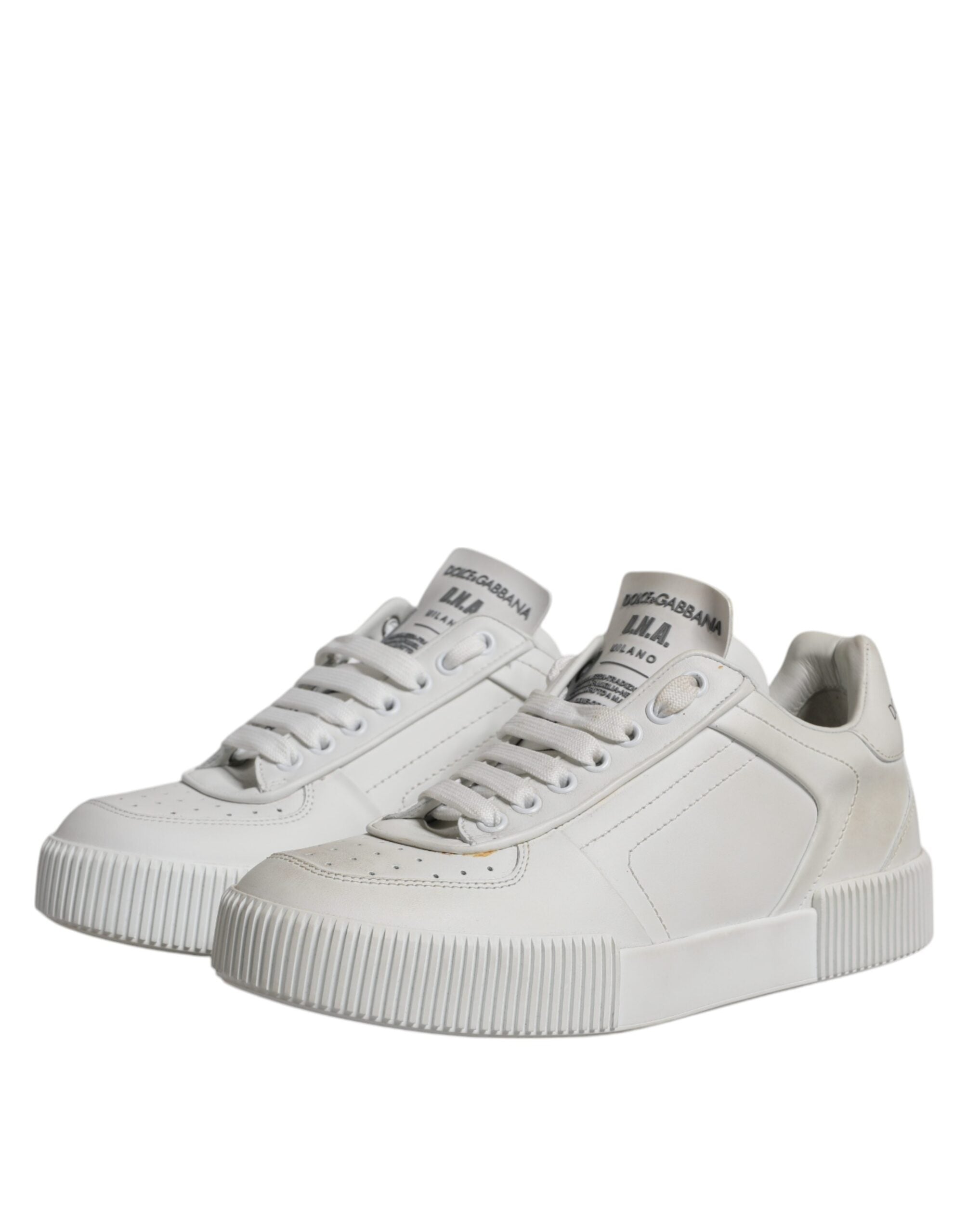 Chaussures basses en cuir blanc Dolce & Gabbana Miami, baskets décontractées pour homme.