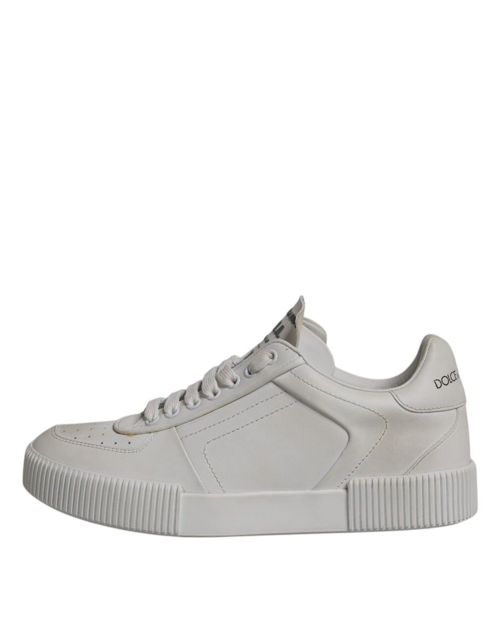 Chaussures sneakers basses en cuir blanc Miami de Dolce & Gabbana, style élégant et moderne, vues de face.
