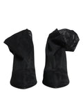 Bottes en mesh stretch en soie noire de Dolce & Gabbana, chaussures élégantes et modernes pour femmes.