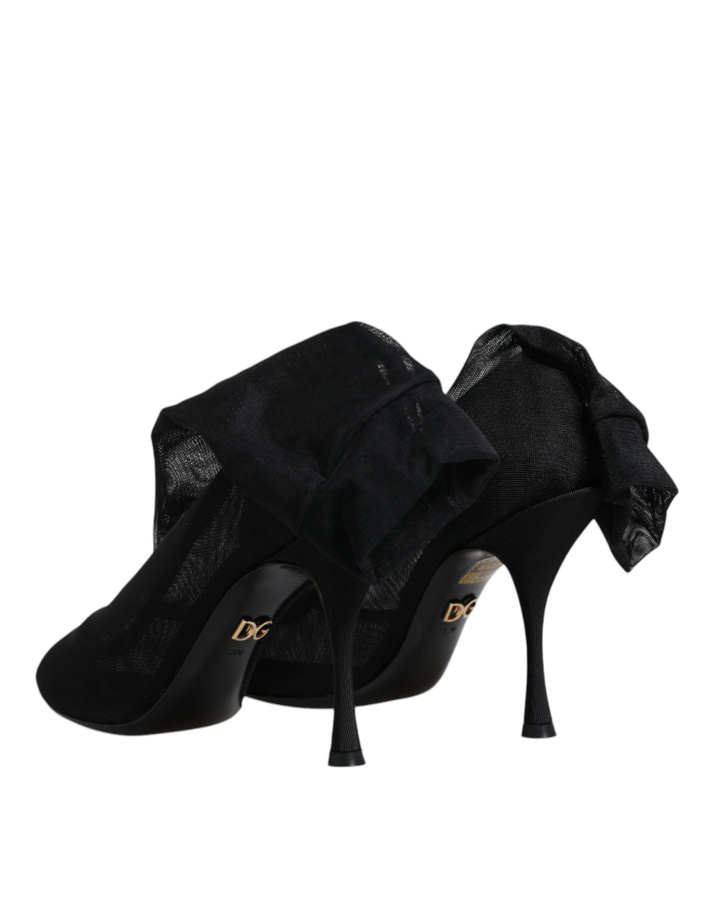 Bottines en mesh stretch en soie noire de Dolce & Gabbana, chaussures élégantes et modernes pour femme.