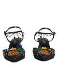 Sandales Dolce & Gabbana Bellucci à talons noirs en forme d'ananas, élégantes et sophistiquées, vues de face sur fond neutre.